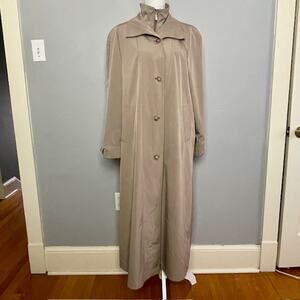 Regent Park Long Taupe Trench Coat L Full Length Classic Quiet Luxury Elegant